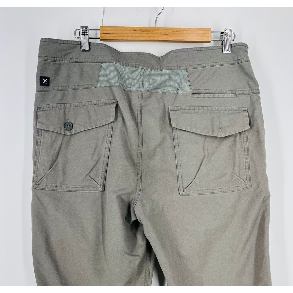 Roark Revival Mens Layover Travel Pants Grey Olive Drawstring Zip Pockets 32 - Picture 4 of 16